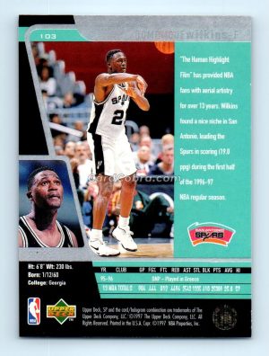 1996 Upper Deck SP #103 Dominique Wilkins San Antonio Spurs