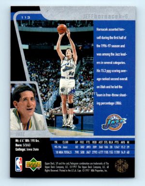 1996 Upper Deck SP #113 Jeff Hornacek Utah Jazz