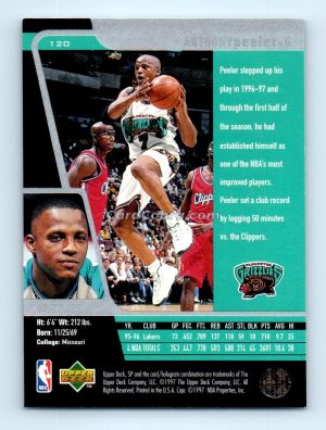 1996 Upper Deck SP #120 Anthony Peeler Vancouver Grizzlies