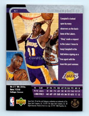 1996 Upper Deck SP #51 Elden Campbell Los Angeles Lakers