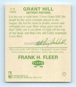 1997 Fleer Goudey Greats #5GG Grant Hill Detroit Pistons