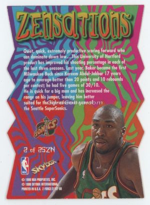 1997 Skybox Z-Force Zensations #2ZN Vin Baker Seattle SuperSonics