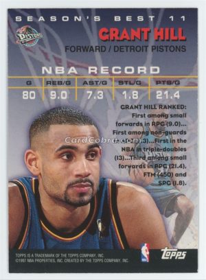 1997 Topps Season's Best Front Court Finesse #11 Grant Hill Detroit Pistons