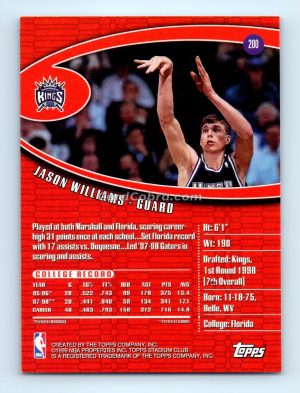 1998 Stadium Club #200 Jason Williams Sacramento Kings