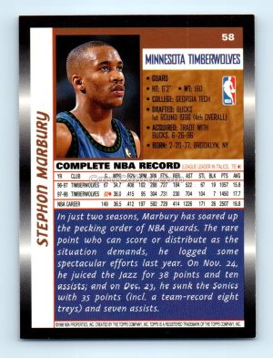 1998 Topps #58 Stephon Marbury Minnesota Timberwolves