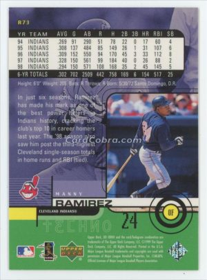 1999 UD Ionix #R73 Manny Ramirez Techno Cleveland Indians