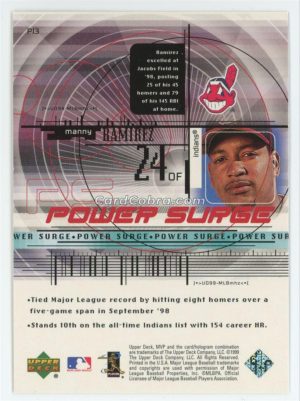 1999 Upper Deck MVP Power Surge #P13 Manny Ramirez Cleveland Indians