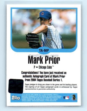 2003 Topps Autographs #TA-MP Mark Prior Auto Chicago Cubs