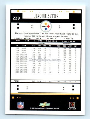 2005 Score #229 Jerome Bettis Pittsburgh Steelers