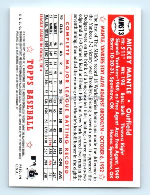 2007 Topps Mickey Mantle Story #MMS13 Mickey Mantle New York Yankees