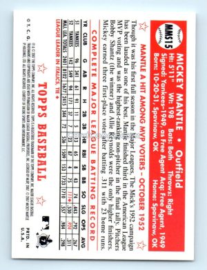 2007 Topps Mickey Mantle Story #MMS15 Mickey Mantle New York Yankees