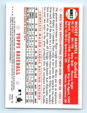 2007 Topps Mickey Mantle Story #MMS2 Mickey Mantle New York Yankees