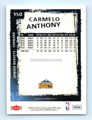 2008 Fleer #150 Carmelo Anthony Denver Nuggets