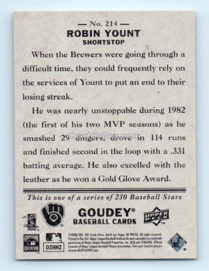 2008 Upper Deck Goudey #214 Robin Yount Milwaukee Brewers