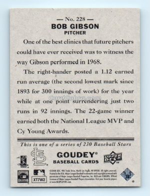 2008 Upper Deck Goudey #228 Bob Gibson St. Louis Cardinals