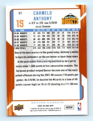 2008 Upper Deck MVP #37 Carmelo Anthony Denver Nuggets