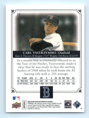 2008 Upper Deck Masterpieces #11 Carl Yastrzemski Boston Red Sox