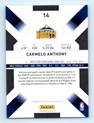 2009 Panini Threads #14 Carmelo Anthony Denver Nuggets