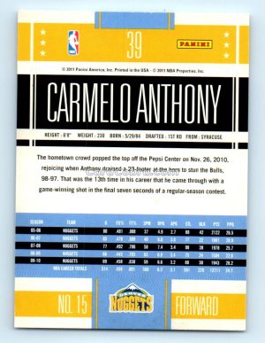 2010 Panini Classics #39 Carmelo Anthony Denver Nuggets