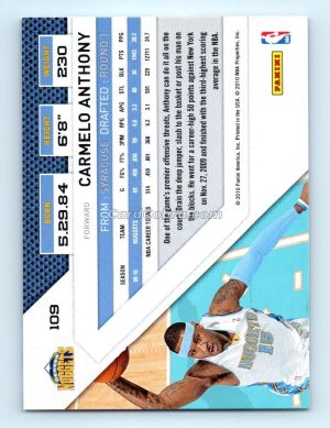 2010 Panini Threads #109 Carmelo Anthony Denver Nuggets