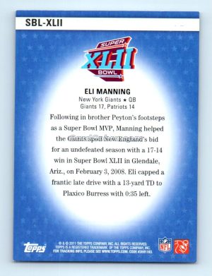 2011 Topps Super Bowl Legends #SBL-XLII Eli Manning New York Giants