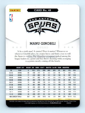 2012 Hoops Taco Bell #48 Manu Ginobili San Antonio Spurs