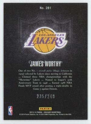 2013 Panini Crusade Teal #281 James Worthy /249 Los Angeles Lakers