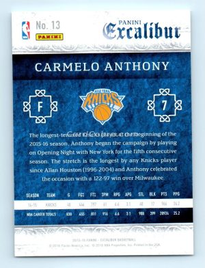 2015 Panini Excalibur #13 Carmelo Anthony Denver Nuggets