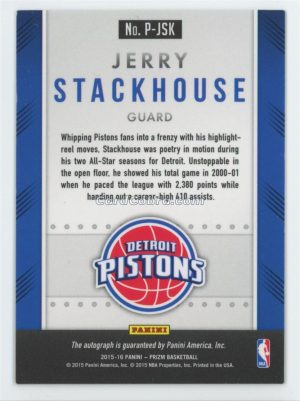 2015 Panini Prizm Autographs #P-JSK Jerry Stackhouse Auto Detroit Pistons