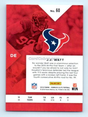 2016 Panini Donruss Elite #60 J.J. Watt Houston Texans