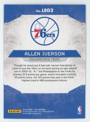 2016 Panini The National #LEG2 Allen Iverson /99 Philadelphia 76ers