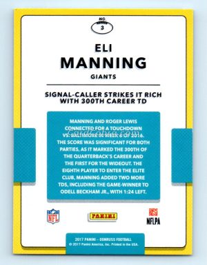 2017 Donruss Highlights #3 Eli Manning New York Giants