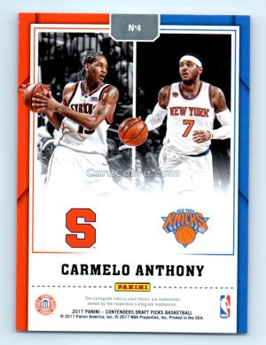 2017 Panini Contenders Draft Picks Legacy #4 Carmelo Anthony Syracuse Orange/New York Knicks