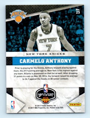 2017 Panini Player of the Day #23 Carmelo Anthony New York Knicks