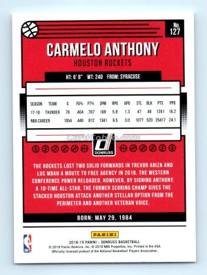 2018 Donruss #127 Carmelo Anthony Houston Rockets