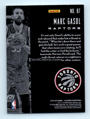 2019 Panini Illusions #87 Marc Gasol Toronto Raptors