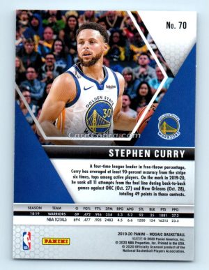 2019 Panini Mosaic #70 Stephen Curry Golden State Warriors