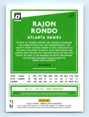 2020 Donruss Optic #107 Rajon Rondo Atlanta Hawks