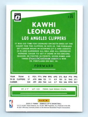 2020 Donruss Optic #125 Kawhi Leonard Los Angeles Clippers