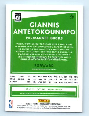 2020 Donruss Optic #29 Giannis Antetokounmpo Milwaukee Bucks