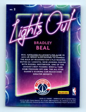 2020 Donruss Optic Lights Out #2 Bradley Beal Washington Wizards/Golden State Warriors