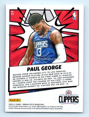 2020 Donruss Optic My House #11 Paul George Los Angeles Clippers