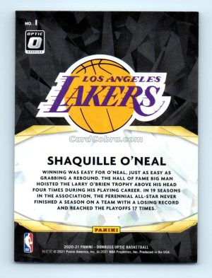 2020 Donruss Optic Winner Stays #1 Shaquille O'Neal Los Angeles Lakers