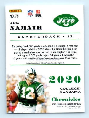 2020 Panini Chronicles #75 Joe Namath New York Jets