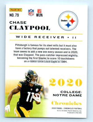 2020 Panini Chronicles #79 Chase Claypool Pittsburgh Steelers