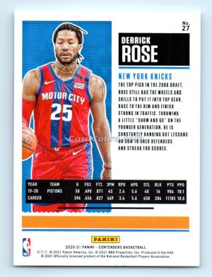 2020 Panini Contenders #27 Derrick Rose New York Knicks