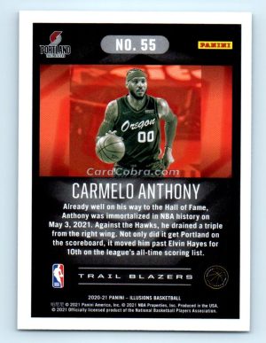 2020 Panini Illusions #55 Carmelo Anthony Portland Trail Blazers