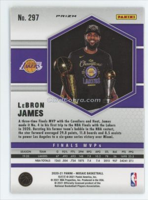 2020 Panini Mosaic #297 Lebron James Reactive Yellow Los Angeles Lakers