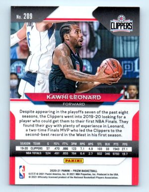 2020 Panini Prizm #209 Kawhi Leonard Los Angeles Clippers