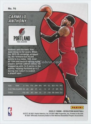 2020 Panini Revolution #96 Carmelo Anthony Portland Trail Blazers